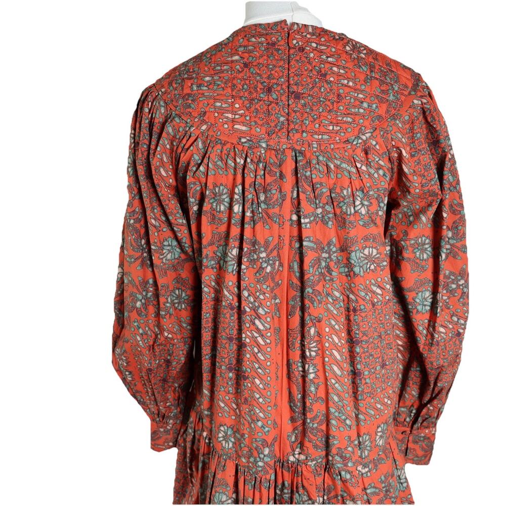ULLA JOHNSON Ria Gathered Printed Cotton Poplin Mini Dress In Clementine Size 00 - Picture 9 of 15